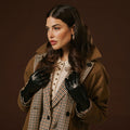 Bella (black) - Italian lambskin leather gloves with lambswool lining & touchscreen feature 9