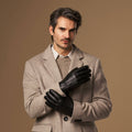 Benjamin (black) – Thick goatskin leather gloves with warm lambswool lining & touchscreen feature 2