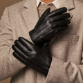 Benjamin (black) – Thick goatskin leather gloves with warm lambswool lining & touchscreen feature 6