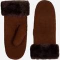 Brooke (brown) – Suede mittens with luxurious sheep fur lining 1