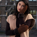 Brooke (brown) – Suede mittens with luxurious sheep fur lining 6