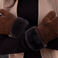 Brooke (brown) – Suede mittens with luxurious sheep fur lining 7