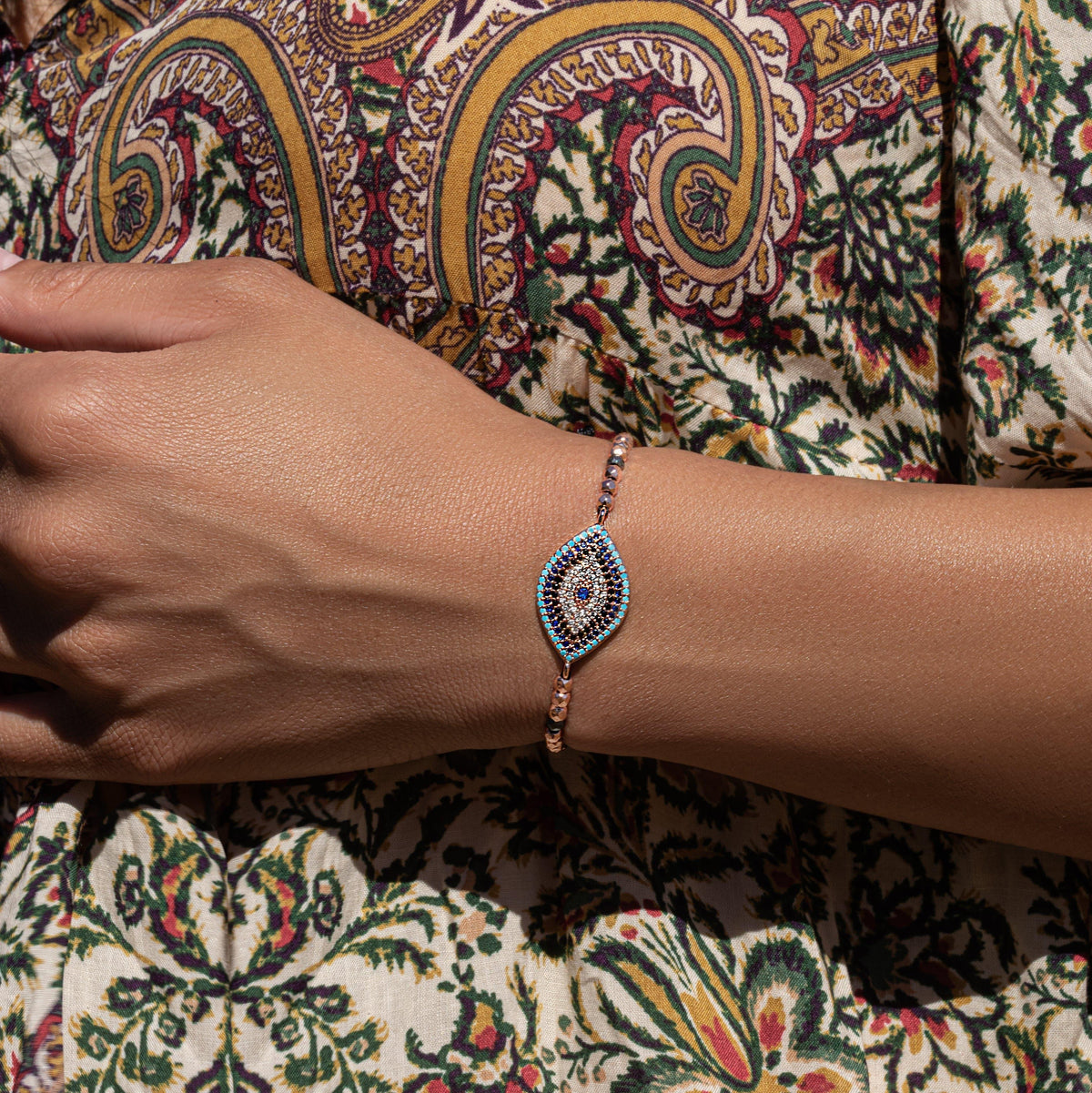 Spirit Warden Hematite Evil Eye Charm Bracelet