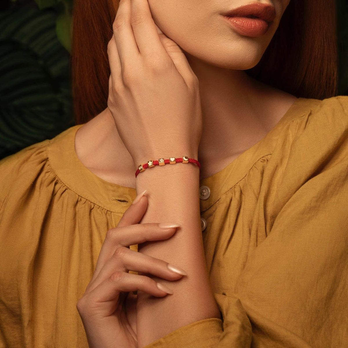 Seek Wisdom Red String White Enamel Multi Charm Bracelet