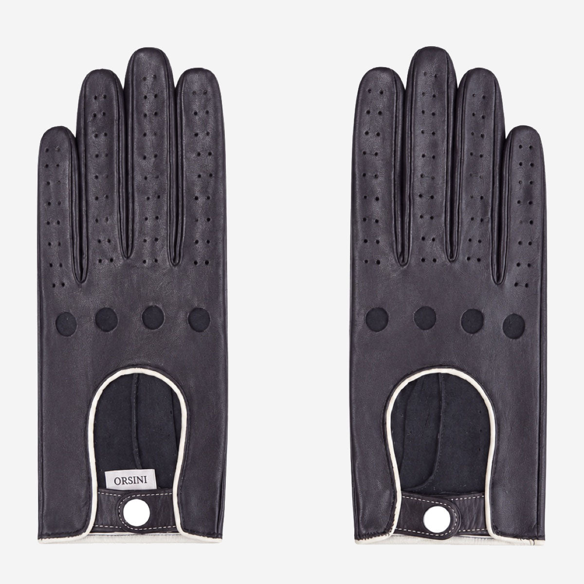 CD4050 (black/white) - Women’s Italian lambskin driving gloves with contrast trim