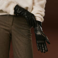 Camilla (black) - Italian long leather winter gloves with luxurious cashmere lining 6