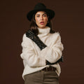 Camilla (black) - Italian long leather winter gloves with luxurious cashmere lining 10