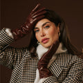 Camilla (brown) - Italian long leather winter gloves with luxurious cashmere lining 6