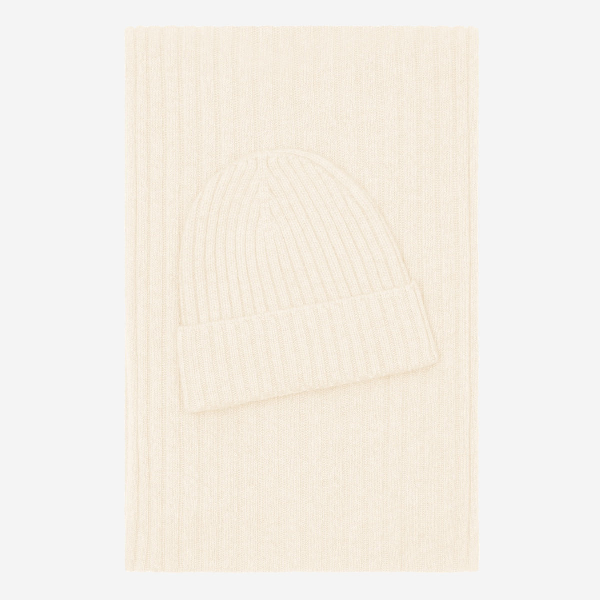 Milano (cream) - Italian 100% cashmere ribbed beanie (unisex)