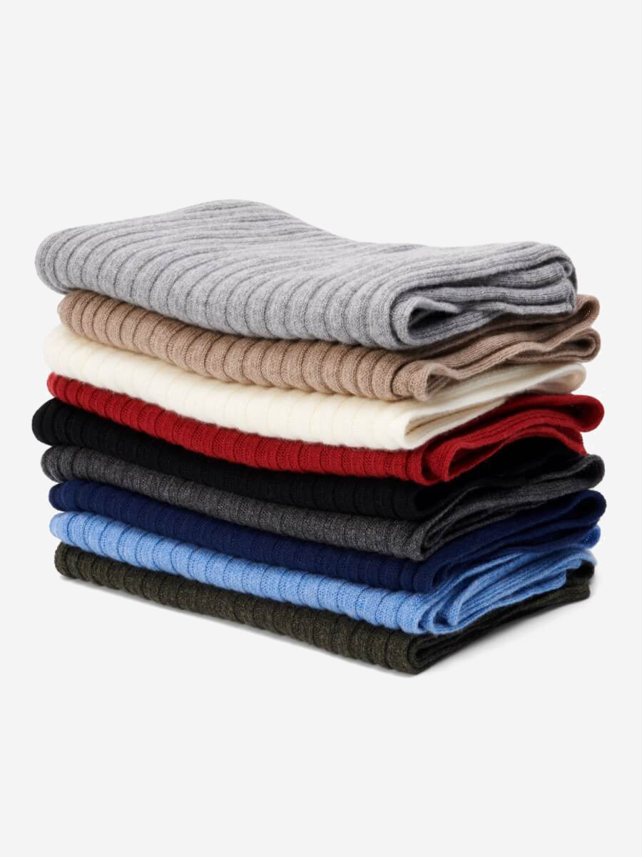 Napoli (light blue) - Italian 100% cashmere ribbed scarf (unisex)