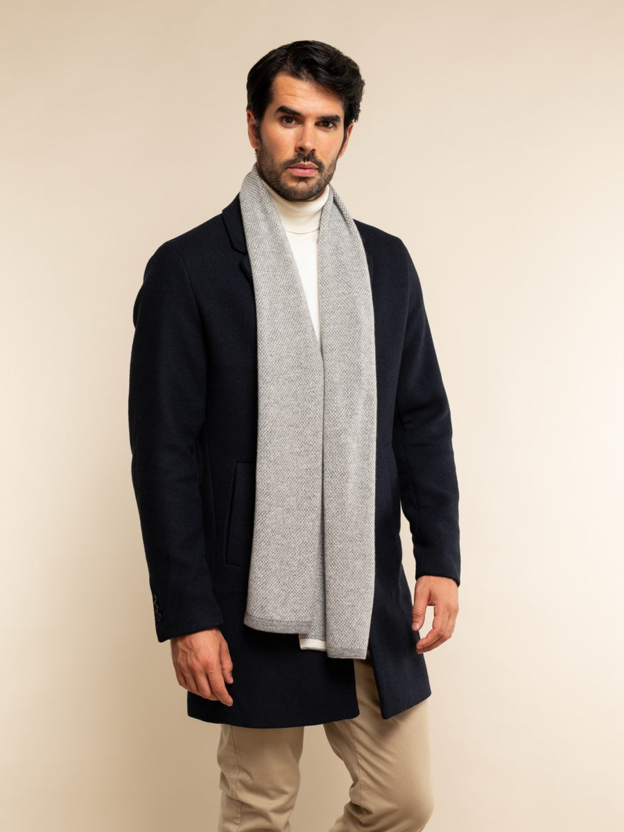 Riccardo (grey & white) - Italian 100% cashmere scarf with pattern