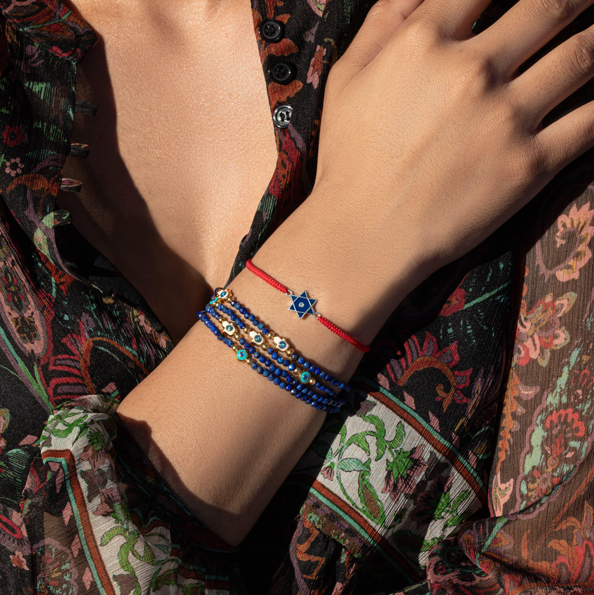 Wise Belief Lapis Enamel Evil Eye Hamsa Bracelet