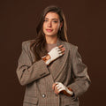 Daniella (cognac) - Hand-sewn Italian crochet driving gloves from lambskin leather 5