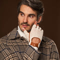 Dario (cognac) - Hand-sewn Italian crochet driving gloves from lambskin leather 2