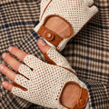 Dario (cognac) - Hand-sewn Italian crochet driving gloves from lambskin leather 10