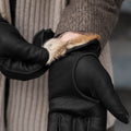 Diego (black) - Italian gloves made of American deerskin leather with rabbit fur lining 8