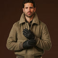 Diego (black) - Italian gloves made of American deerskin leather with rabbit fur lining 5