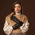 Donatella (black) – Luxurious Italian peccary leather gloves with cashmere lining 10