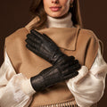 Donatella (black) – Luxurious Italian peccary leather gloves with cashmere lining 8
