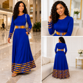 Duma Mbili Royal Blue Dashiki Trim Formal Long Sleeved Maxi Dress 6