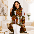 Duma Mbili Kente African Print High Low Button up Shirt 3
