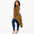 Duma Mbili Kente African Print High Low Button up Shirt 6