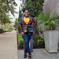 African Print Long Sleeved Peplum Blouse 4