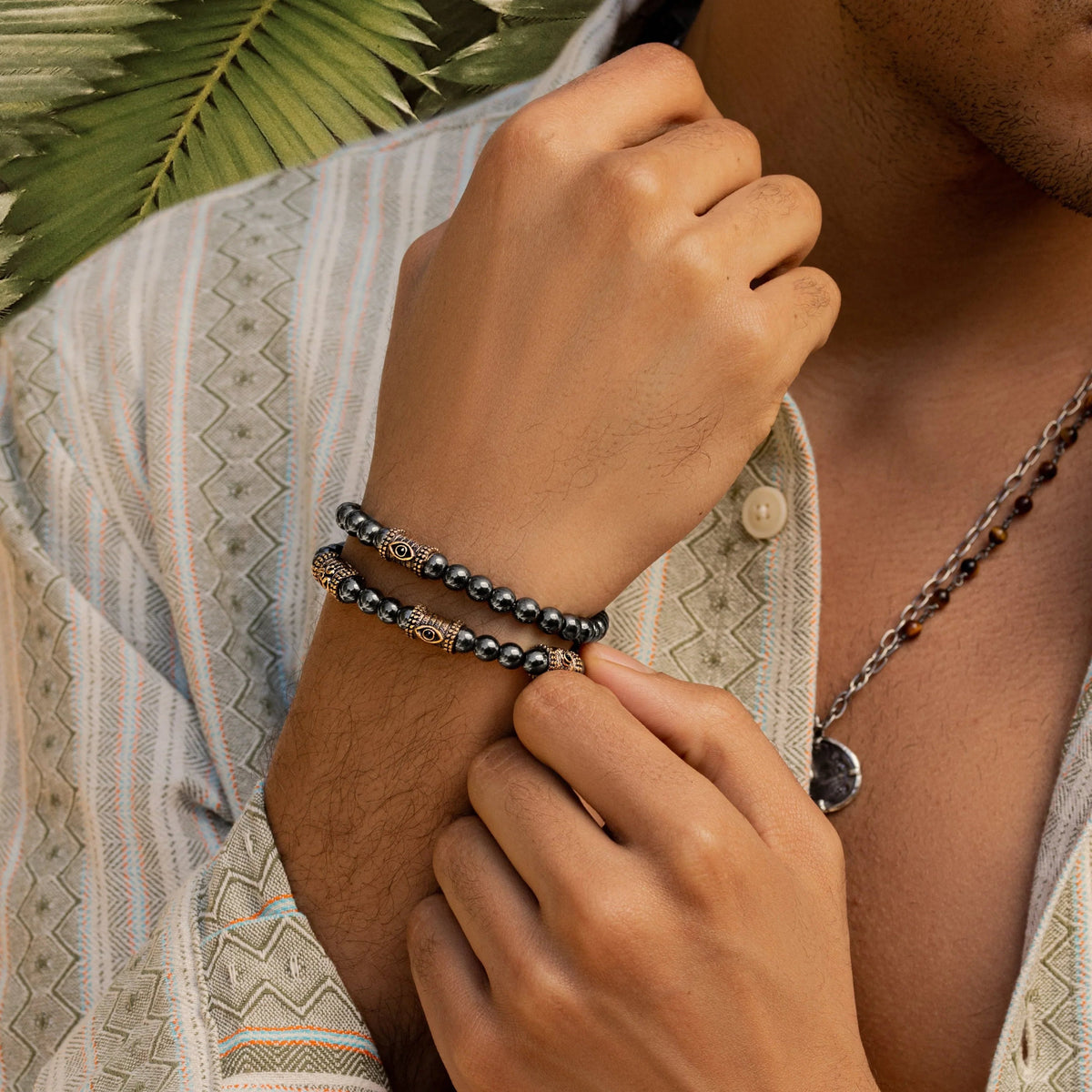 Spiritual Fortress Hematite Evil Eye Charm Bracelet