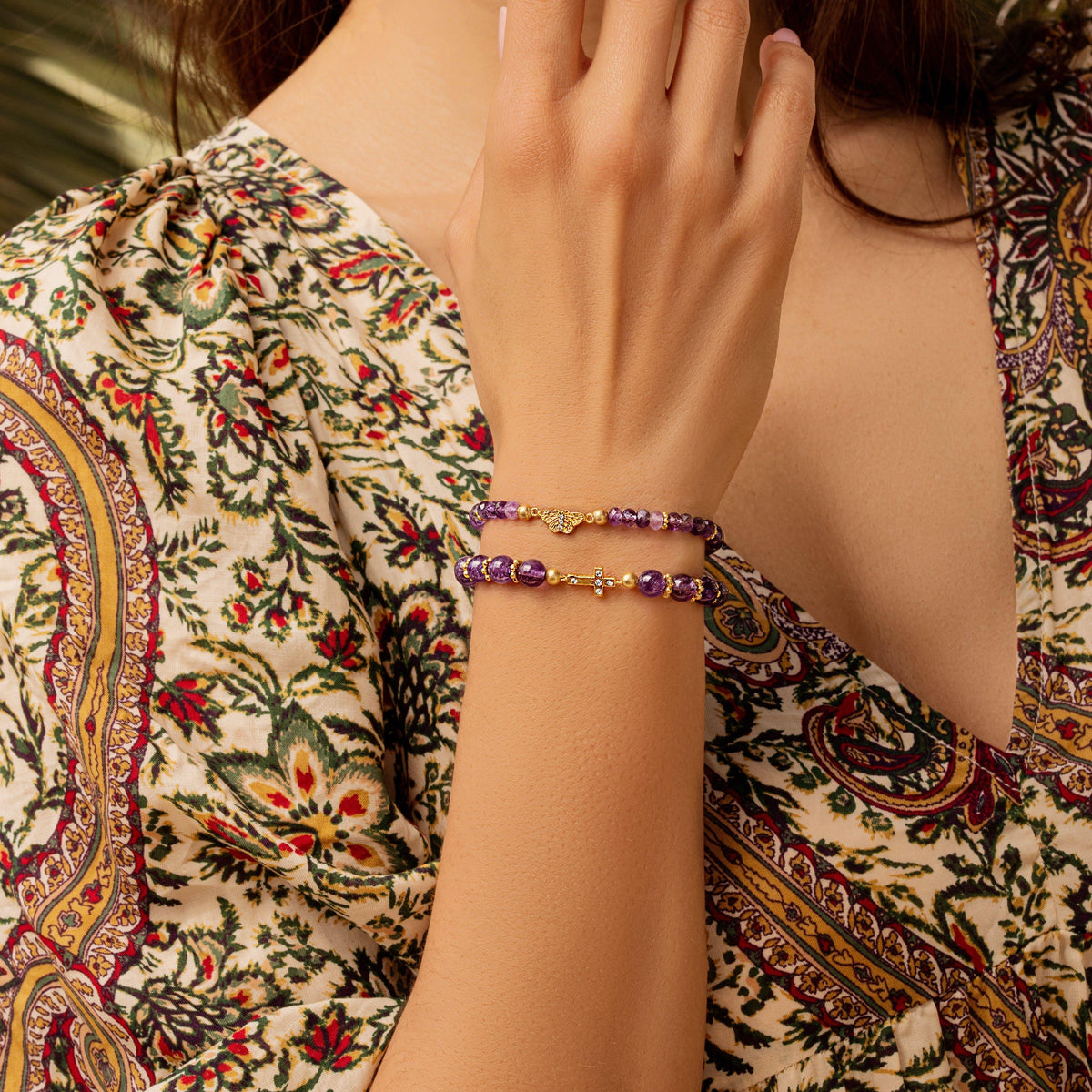 Spiritual Transformation Amethyst Butterfly Charm Bracelet