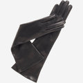 Elena (black) - Italian silk lined 8-button length leather opera gloves 1