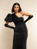 Elena (black) - Italian silk lined 12-button length leather opera gloves 5