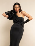 Elena (black) - Italian silk lined 8-button length leather opera gloves 9