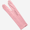Elena (pink) - Italian silk lined 12-button length leather opera gloves 1