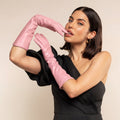Elena (pink) - Italian silk lined 8-button length leather opera gloves 1