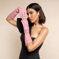 Elena (pink) - Italian silk lined 8-button length leather opera gloves 6
