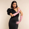 Elena (pink) - Italian silk lined 8-button length leather opera gloves 9