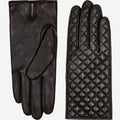 Emilia (black) - Classic Italian lambskin leather gloves with cashmere lining and checkered pattern 3
