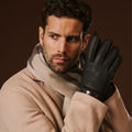 Emilio (black) – Luxurious deerskin gloves with cashmere lining and adjustable snap button 1