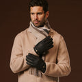 Emilio (black) – Luxurious deerskin gloves with cashmere lining and adjustable snap button 9