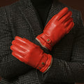 Emilio (orange) – Luxurious Italian deerskin gloves with cashmere lining and adjustable snap button 9
