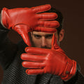 Emilio (orange) – Luxurious Italian deerskin gloves with cashmere lining and adjustable snap button 10