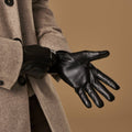 Ethan (black) – Vegan leather gloves with warm fleece lining & touchscreen feature 6