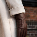 Evelyn (brown) - Goatskin leather gloves with soft lambswool lining and touchscreen feature 5