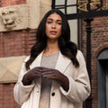 Evelyn (brown) - Goatskin leather gloves with soft lambswool lining and touchscreen feature 8