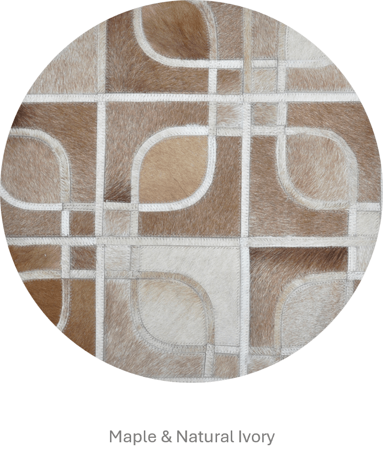 Eyes – Geometric Cowhide Rug with Curved Motif – view 4