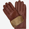 Ezra (brown) - Lambskin leather gloves with warm rabbit fur lining and touchscreen feature 3