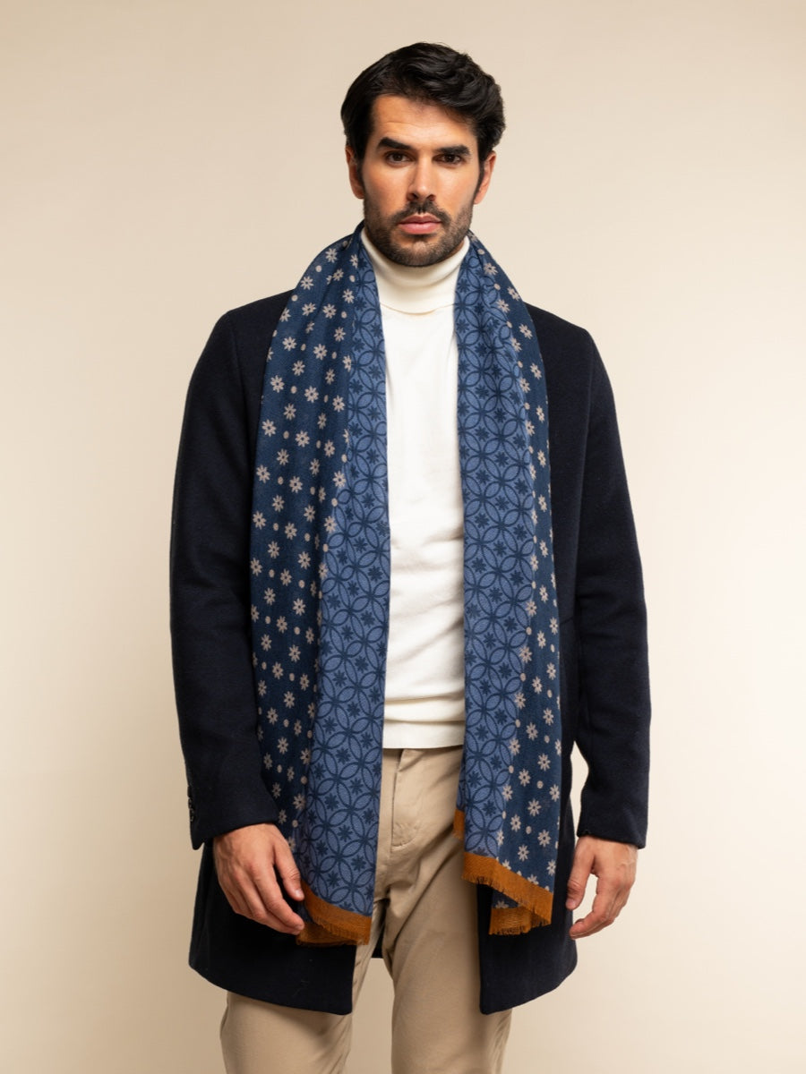Andrea (blue) - Soft and lightweight Italian scarf from 100% wool