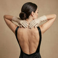 Leonora (cream) - Italian cashmere lined 6-button length leather gloves 4