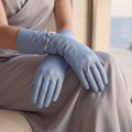 Leonora (sky) - Italian cashmere lined 6-button length leather gloves 3