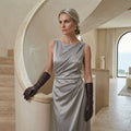 Leonora (dark brown) - Italian "8 button length" cashmere lined leather gloves 7